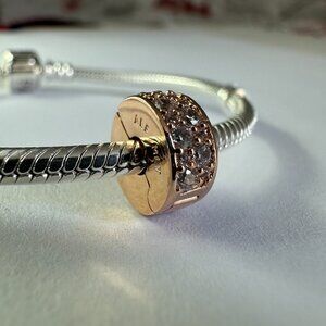 NEW Authentic Rose Gold Pandora Clear Pave Clip Charm / Pandora Bracelet